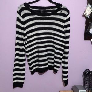 Black and white striped sweater size MEDIUM